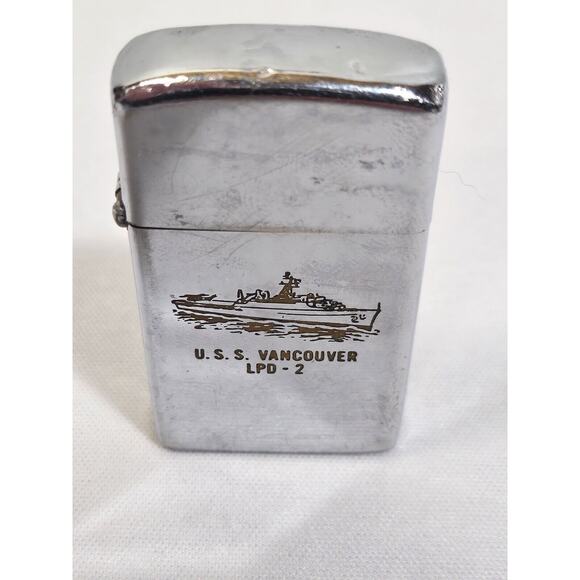 USS Vancouver LPD-2 Navy Military Zippo Slim Lighter Case Only ENGRAVED - Picture 5 of 8